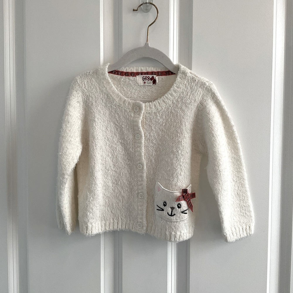 Girls GR8*Kids White Cat Cardigan